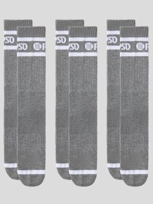 3 Pack - Logo Stripe Crew - Gray